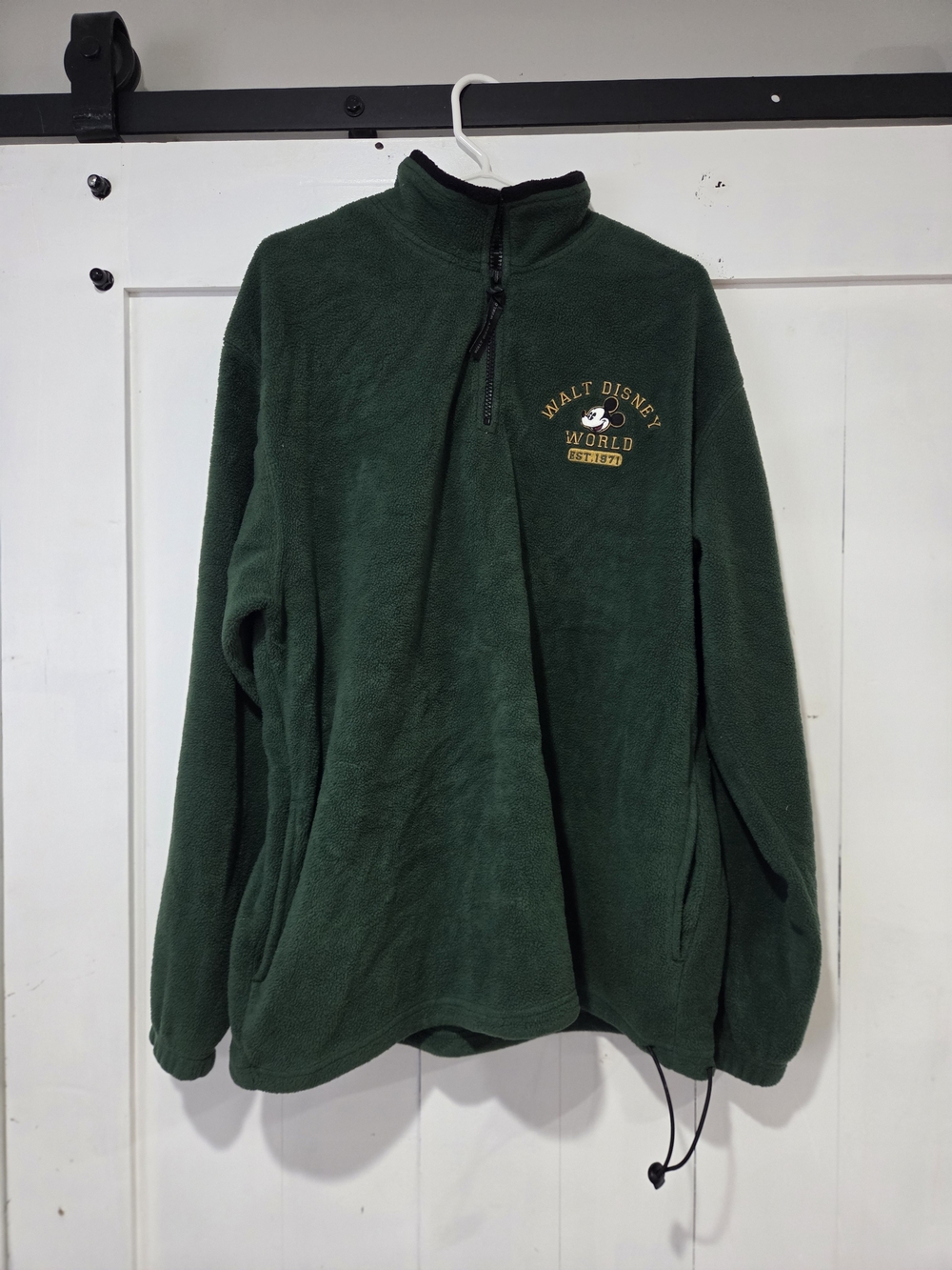 Disney Dark Green Men's Quarter-Zip Fleece Pullover
